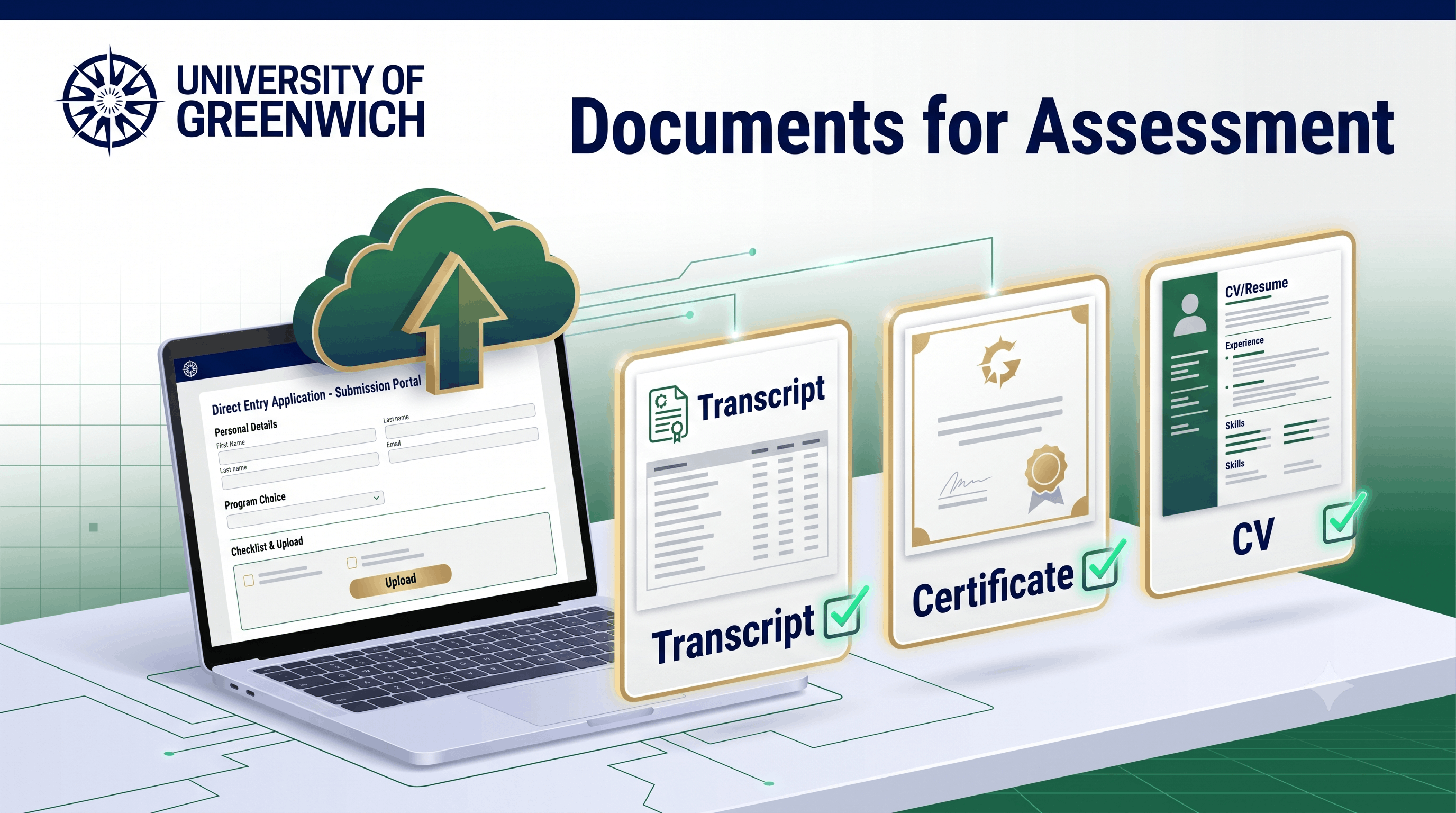 Documents required for Greenwich admissions assessment