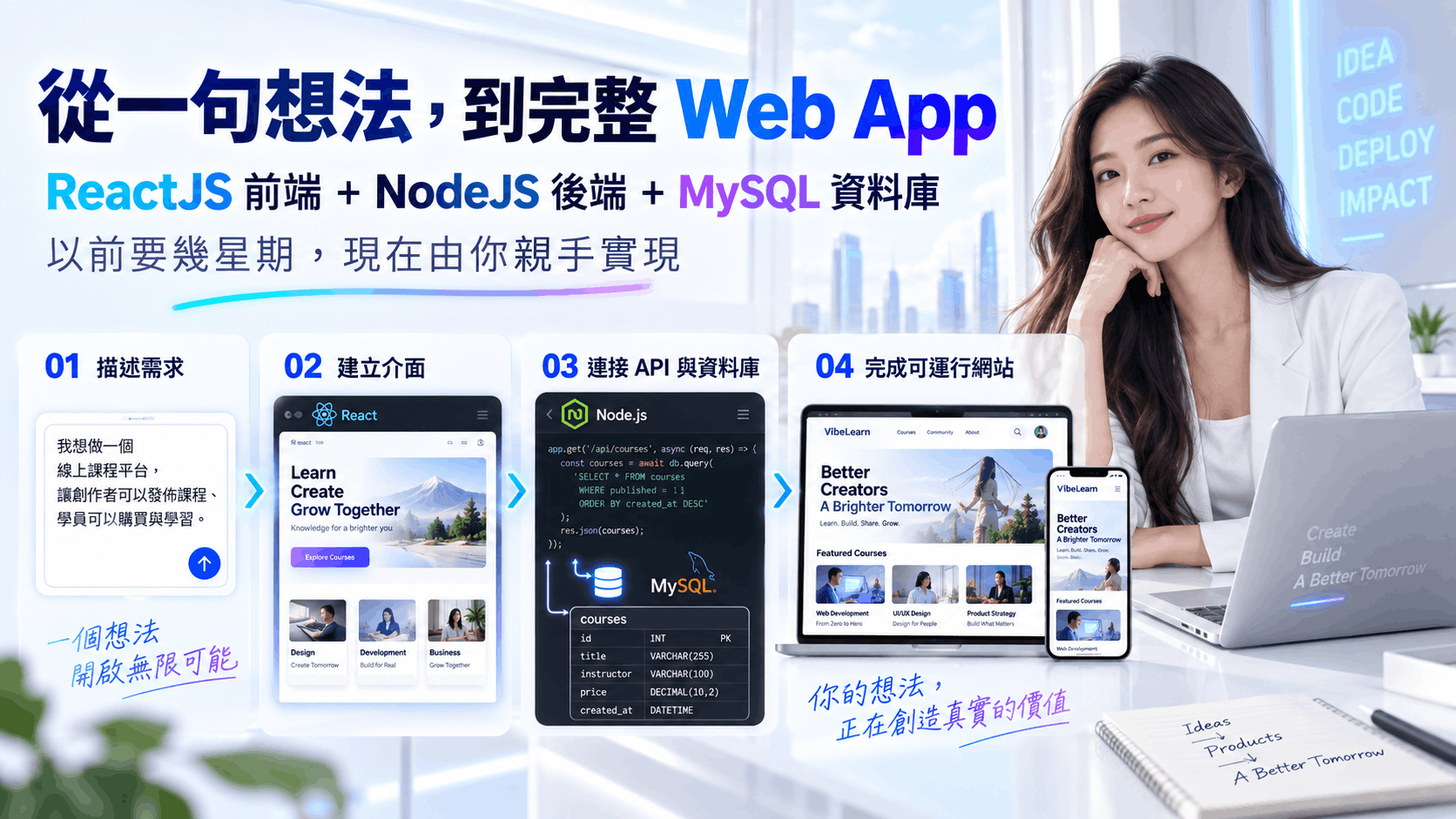 Vibe web development with React and Node.js